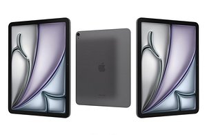 3D Apple iPad Air 13 2024 Black Low Poly