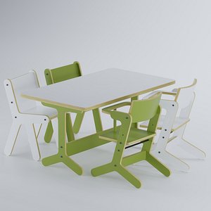 3D child chair table model