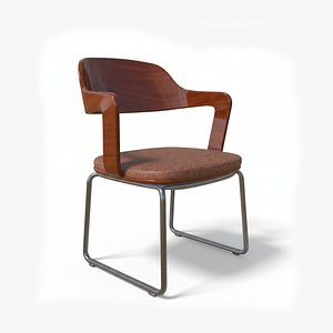 3D model Mid-Century Modern Upholstered Dining Arm Chair