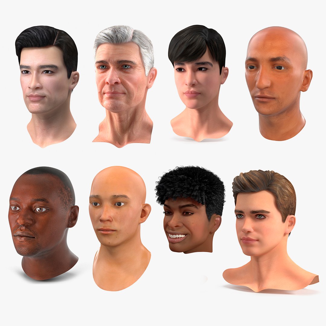 Male Heads Collection 5 3D model preview