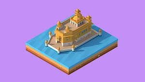 Cartoon Lowpoly Golden Tempe Landmark