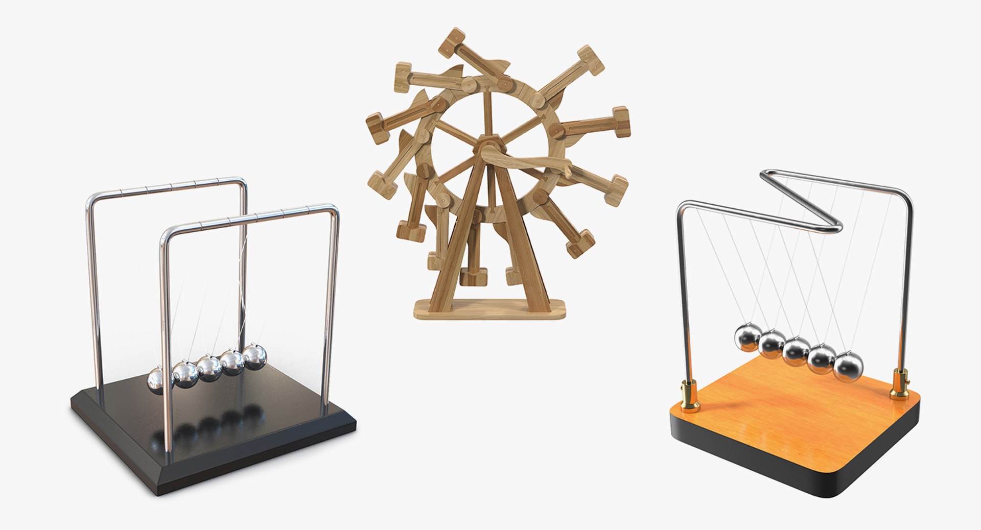 3d Rendering Of A Newton S Cradle With A Momentum Swing Movement