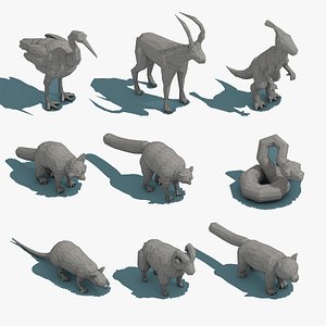 3D Low Poly 3d  Art Animals Isometric Icon Pack 04