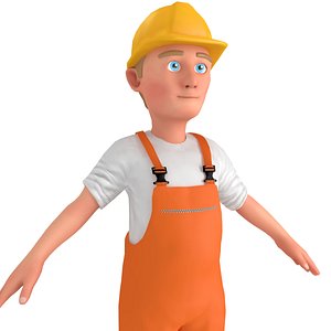 cartoon worker 3D model