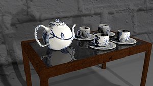 kitchenware set cup saucer 3D model