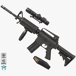 3D Machine Gun 09 Black All PBR Unity UE Textures