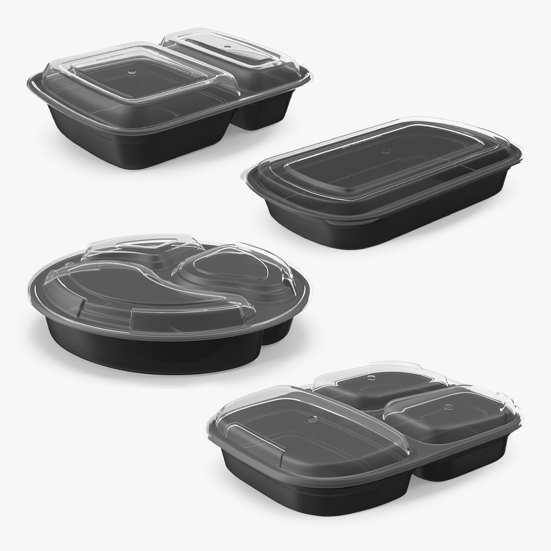 Plastic Food Containers with Clear Lid Collection 2 3D model preview