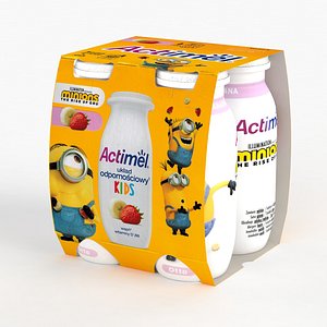 3D Actimel 4-pack 4x100g Kids Strawberry Banana 2021