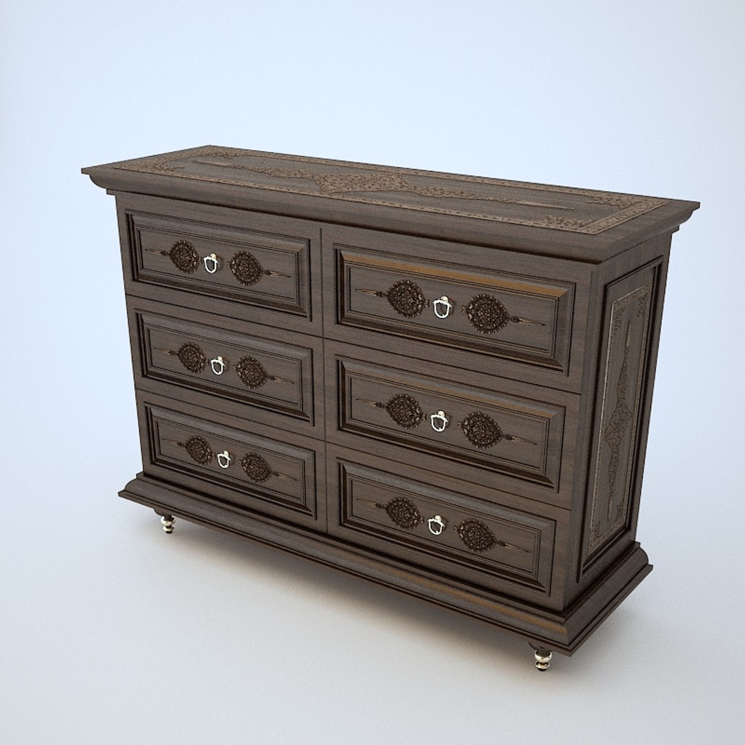 3D Oriental Chest Drawers Model - TurboSquid 1272029