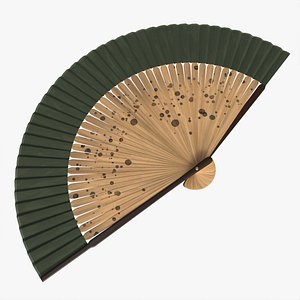 Japanese Bamboo Folding Hand Fan 3D model