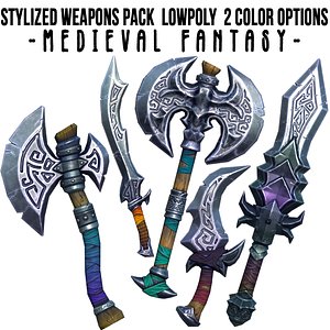 Stylized Weapon pack. Medieval fantasy. Lowpoly