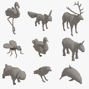 Low Poly 3d Art Animals Isometric Icon Pack 09 model