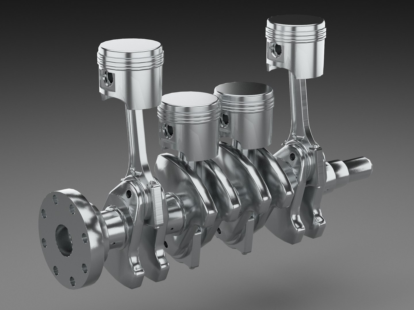 inline 4 cylinder engine 3D Model