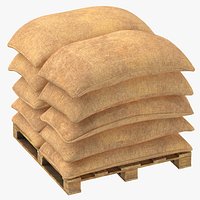 Cargo Burlap Sacks Pallet Secured and Stack