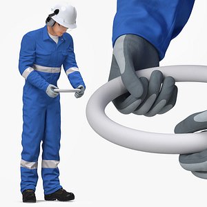 Oil Gas Worker Fully Equipped with Valve Suit 3D
