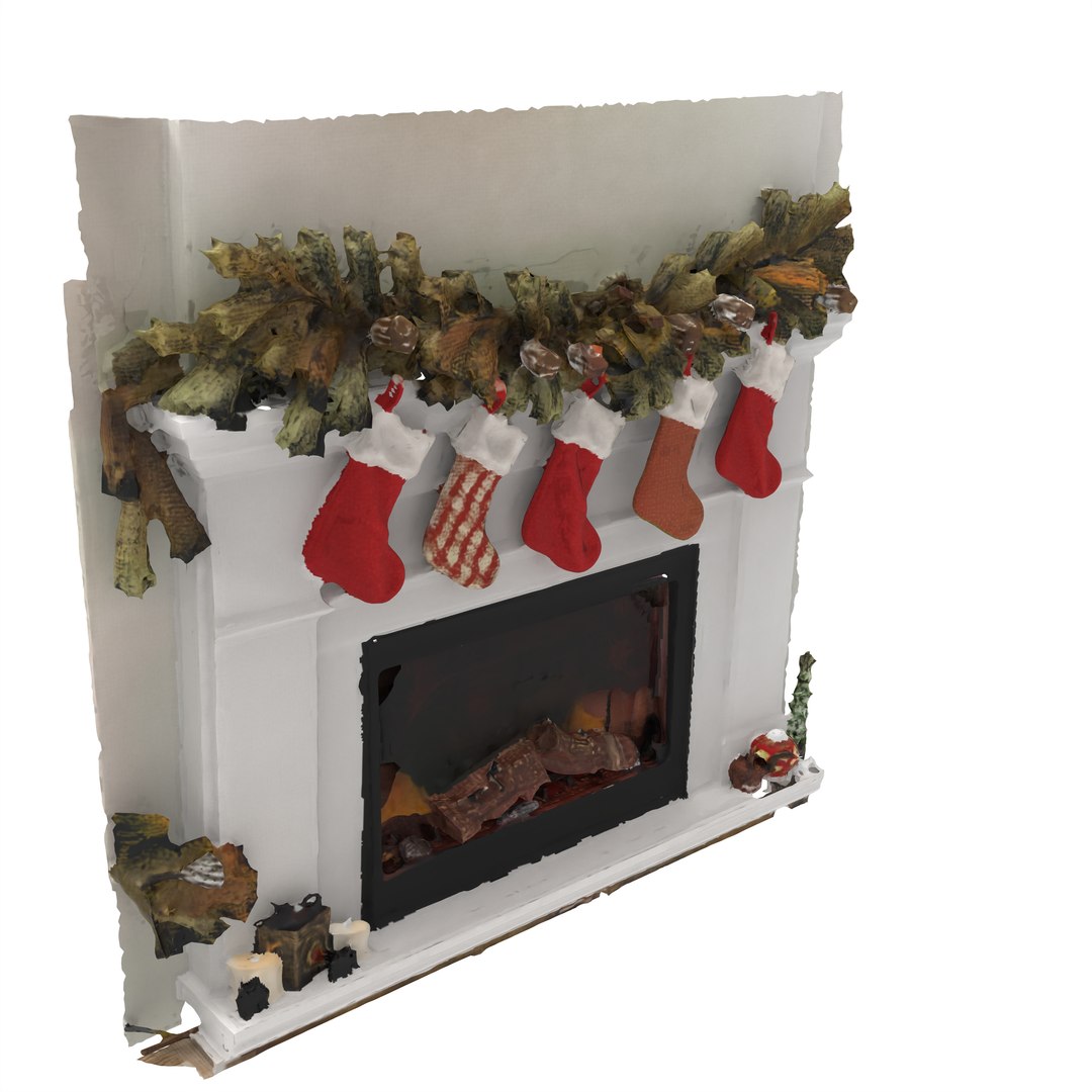 Christmas Fireplace Mantel With Stockings Decor 3D - TurboSquid 2641792