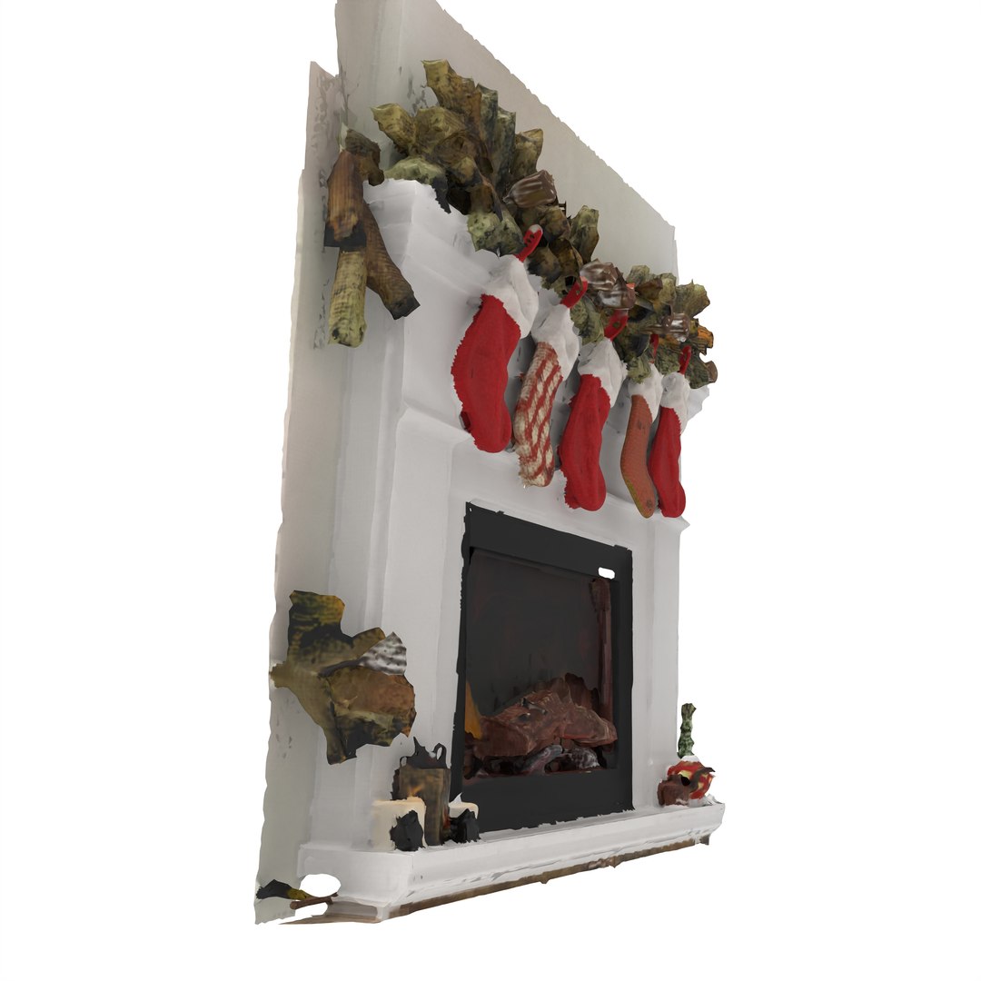 Christmas Fireplace Mantel With Stockings Decor 3D - TurboSquid 2641792