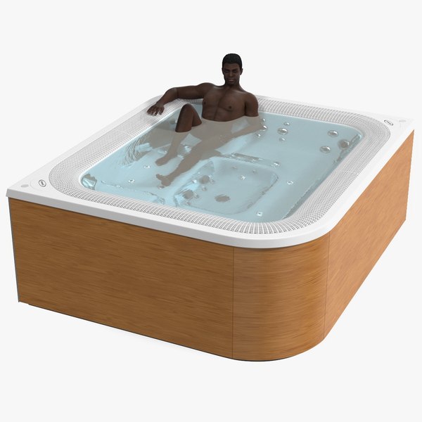 3D African American Man in Jacuzzi Virtus Hot Tub Rigged model