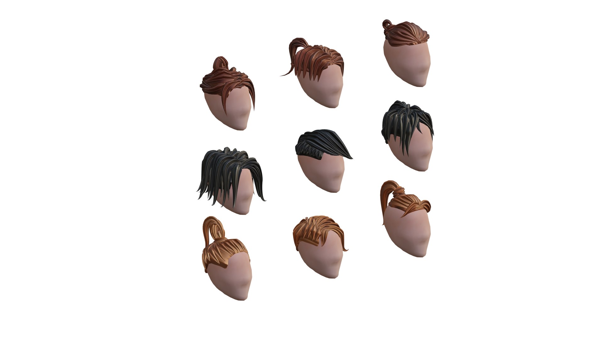 Anime Hairstyle Pack 3D Model - TurboSquid 1937884