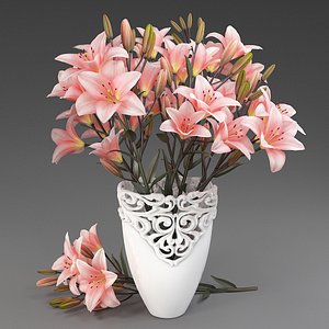 3D vase lilies