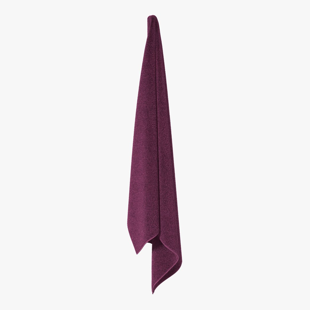 Hanging Bathroom Towel Purple 3D Model 3D model preview