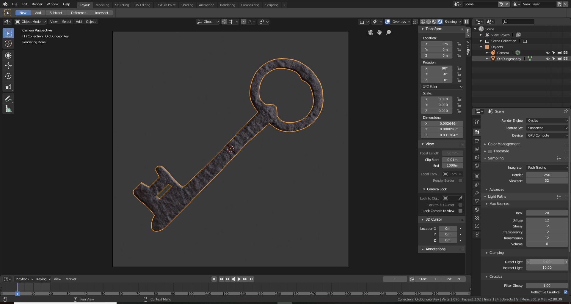 3D Model Old Dungeon Key - TurboSquid 1366647