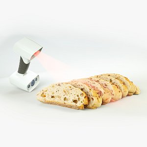 3D Sliced Baguette or cut French bread with seeds and spices Scan model