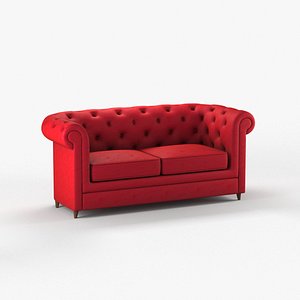 3D Red Velvet Sofas and Couches