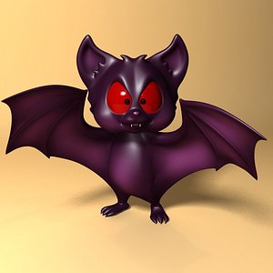 Cartoon Bat rigged and animated
