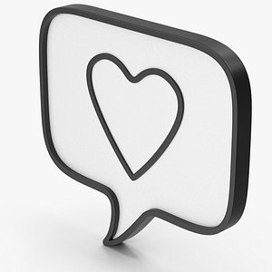 3D model Speech Balloon With Heart Symbol