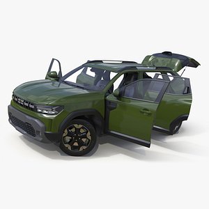 Modern Crossover SUV Green Rigged for Maya