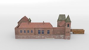 mansion moated castle 3D model