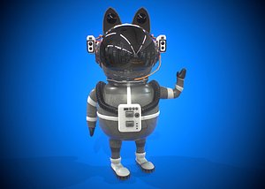 3D model astronaut cat character cartoon