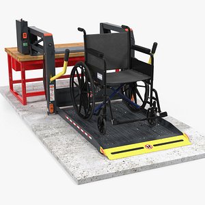 wheelchair hydraulic lift rigged 3D