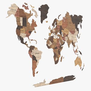 Wood World Map Wall Decor