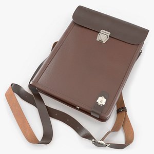 3D model Vintage Cold War Army Map Case with Shoulder Strap Brown