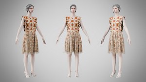 Dress 20 Warm Geometric Organic 3D model