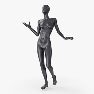 Mannequin Female Black Rigged 3D model