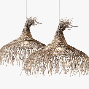Modern Rattan Hat Pendant 3D model