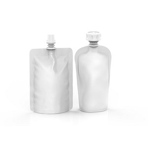 3D Blank pouch bag with top spout lid mock Up model
