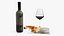Wine Serving Set with Brie Cheese and Apricot Slices