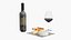 Wine Serving Set with Brie Cheese and Apricot Slices