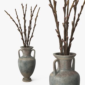 Vintage Tall Vase with Willow Stems