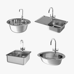 3D Kitchen Sinks with Tap Collection 2 model