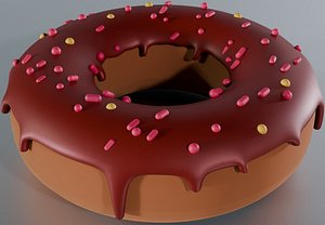 3D Model Game Ready Chocolate Glazed Donut with Sprinkles 3D model