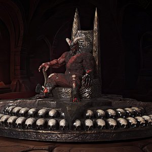 Demon King on Ritual Throne Rigged 3D model