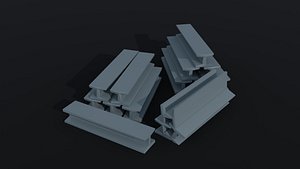 3D Low-poly Cartoon Industrial metal beams Polygonal Style