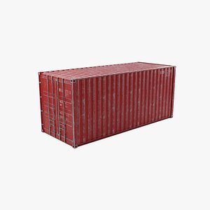 20Ft Cargo Container - Red - Dirty 3D model