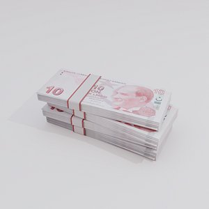 3D 10 Turkey Turkish lira Currency model