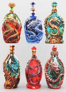 3D Magic Bottles Pack1 model